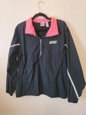 Vintage Nike Windbreaker Gray Tag 1/4 Zip Jacket Logo Color Block Pink Black XL
